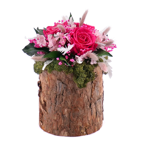 In eterno drevený box ruže Monalisa pink framboise