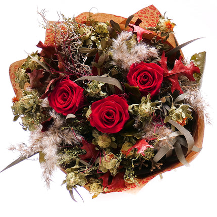 Irigo sušená kytica preparované červené ruže carthamus