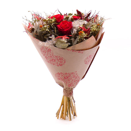 Irigo sušená kytica preparované červené ruže carthamus