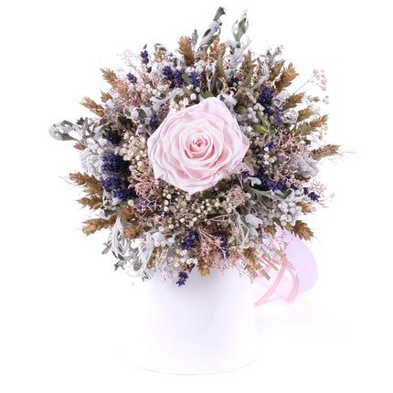 Irigo sušená kytica preparovaná ružová ruža a Freixenet