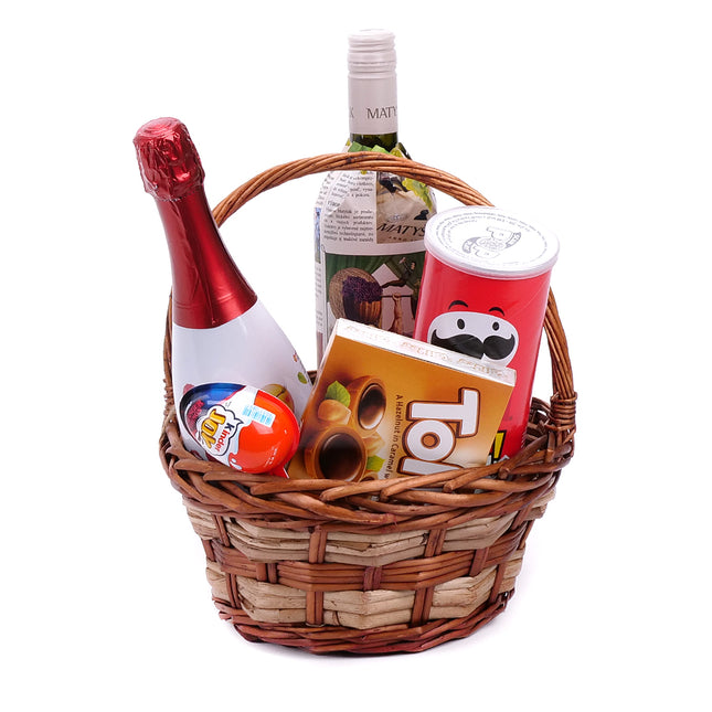 Darčekový prútený kôš Happy bubbles a Matyšák