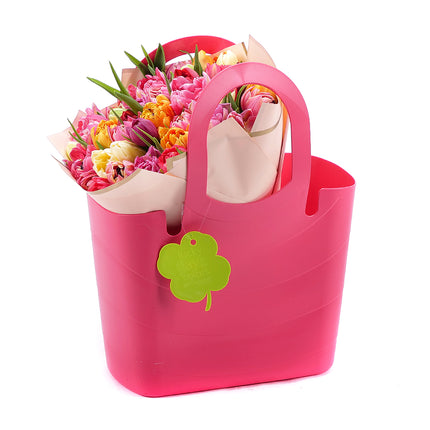 Kvetinová taška Indian Rose farebné tulipány