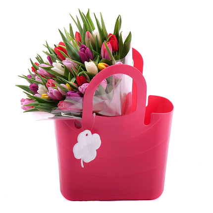 Kvetinová taška Sweet farebné tulipány pure 50