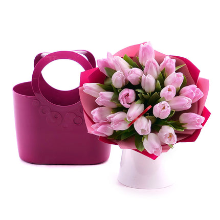 Kvetinová taška Sweet ružové tulipány