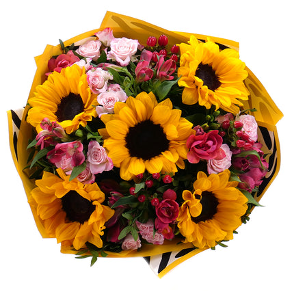 Kytica Letana 15 slnečnice, ruže, alstro