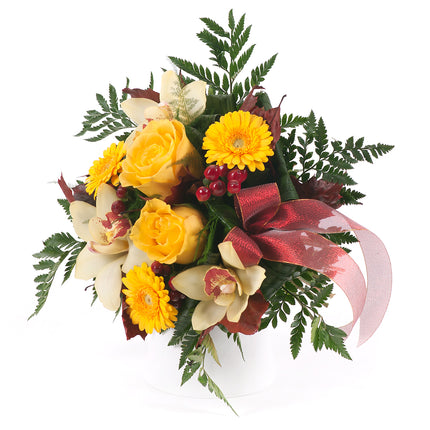 Kytica Zimona 3 žlté ruže gerbery cymbídium