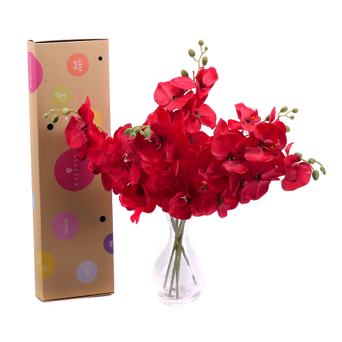 DIY Irigo umelé červené orchidey do vázy