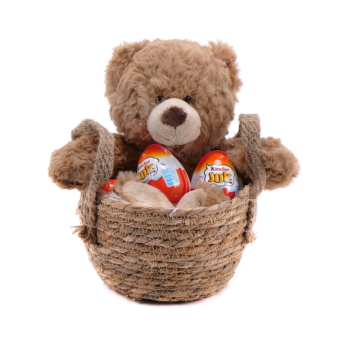 Darčekový set plyšový macko a kinder joy