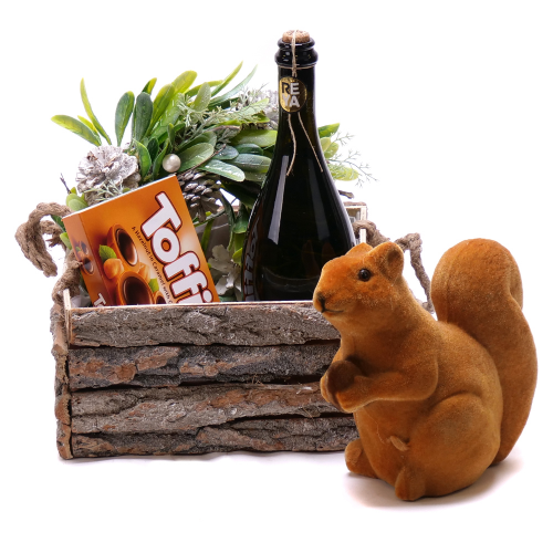 Darčekový drevený box a veverička