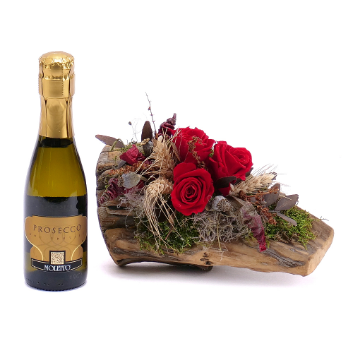 In eterno aranžmán na dreve a Prosecco mini