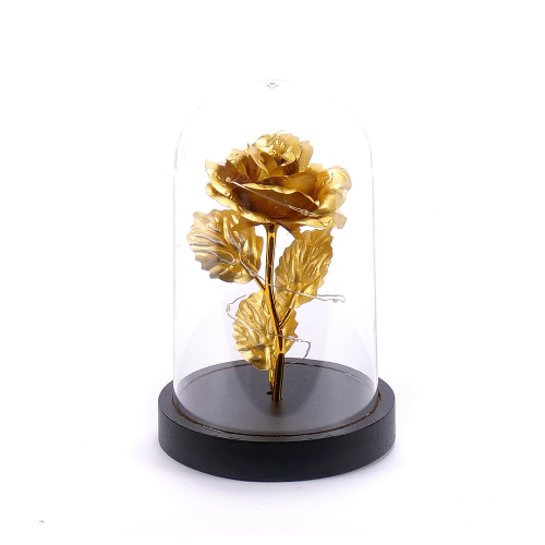 Zlatá LED ruža v sklenenom obale
