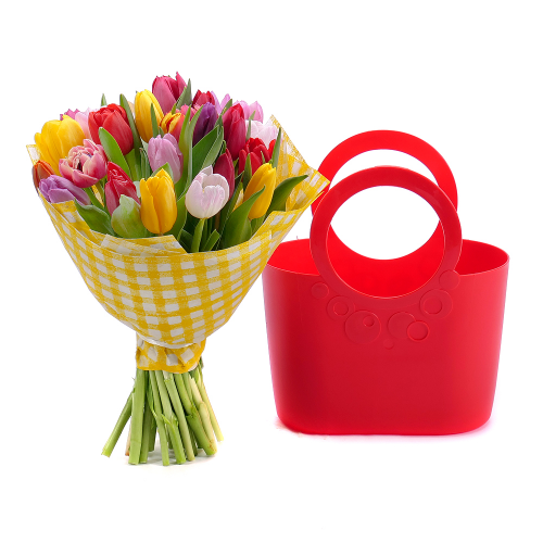 Kvetinová taška Sweet farebné tulipány pure 25