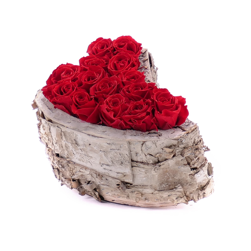 In eterno drevený box srdce 14 červených ruží Ines