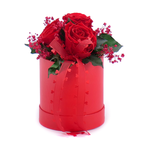 In eterno červený okrúhly box tri červené ruže