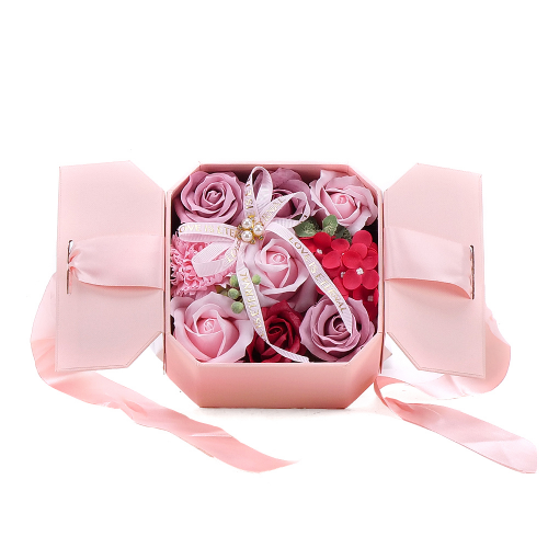Irigo ružový box s penovými kvetmi