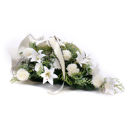 Irigo smútočná kytica biele ľalie a chryzantémy