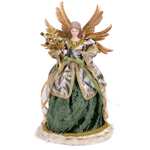 Postavička vianočná anjel L190 zelený 40cm látková