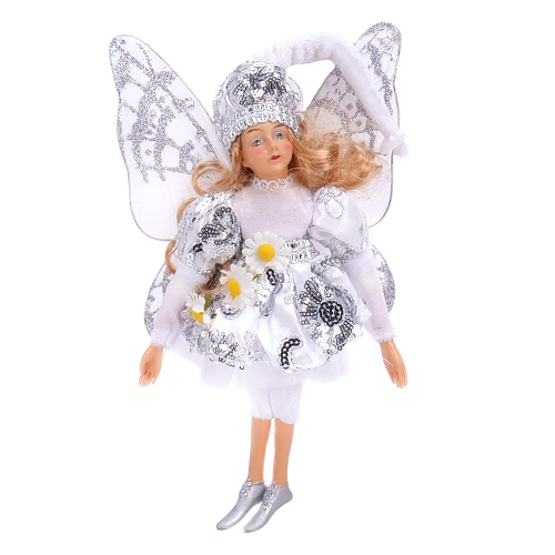 Postavička anjel L202 strieborná 35cm látková