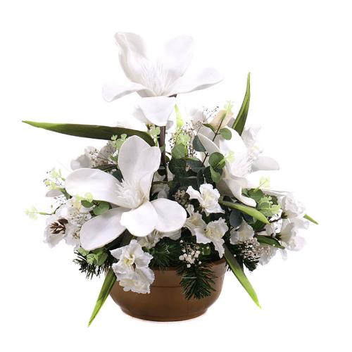 Irigo smútočný aranžmán penová magnólia, orchidea a gypsophila