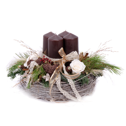 Adventný prútený veniec hnedé sviečky