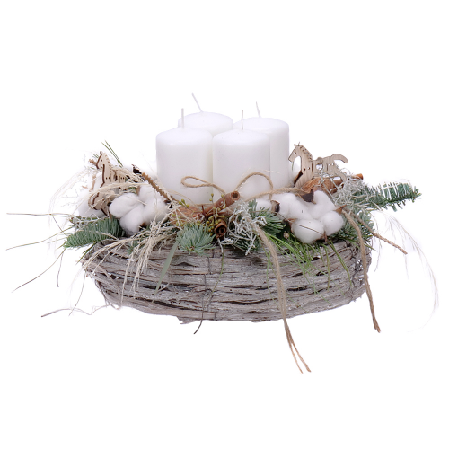 Adventný prútený veniec biele sviečky