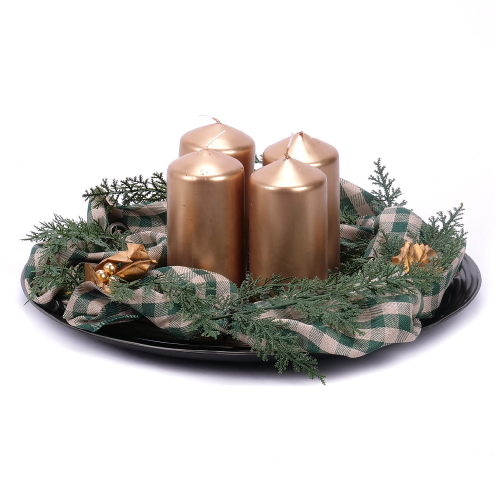Adventný kovový veniec zlaté sviečky
