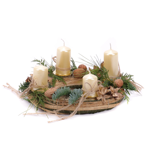 Adventný slamený veniec prírodné doplnky