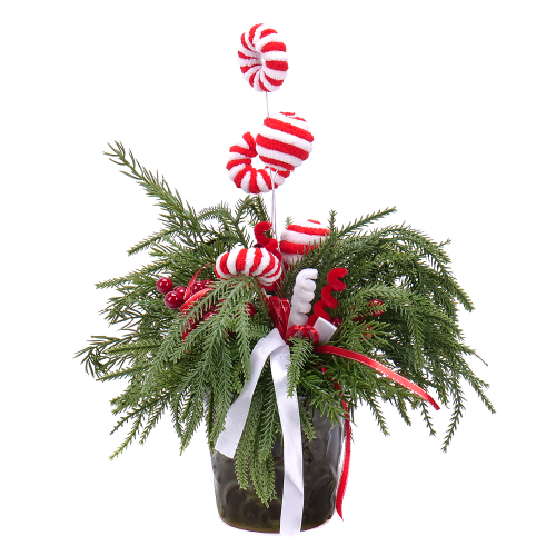 Irigo vianočný aranžmán bielo-červené doplnky