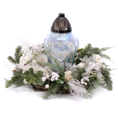 Irigo smútočný vianočný veniec sklenený kahanec