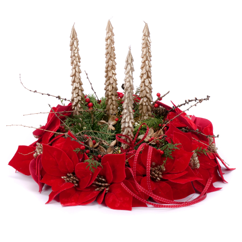 Adventný svietnik zo živej čačiny vianočná ruža