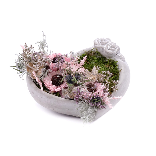 Irigo smútočný aranžmán srdce sušené kvety prírodné doplnky