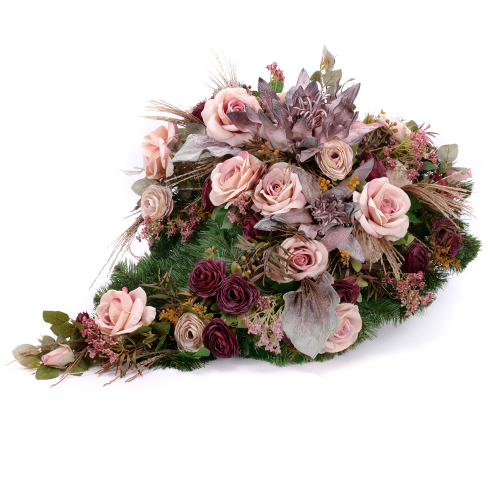 Irigo smútočné srdce penová magnólia ružové a bordové kvety