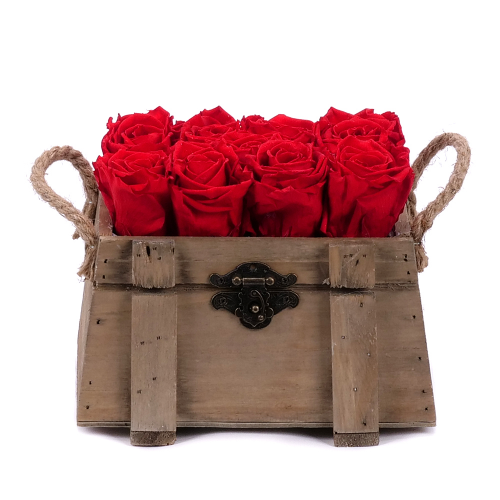 In eterno drevený box 9 červených ruží