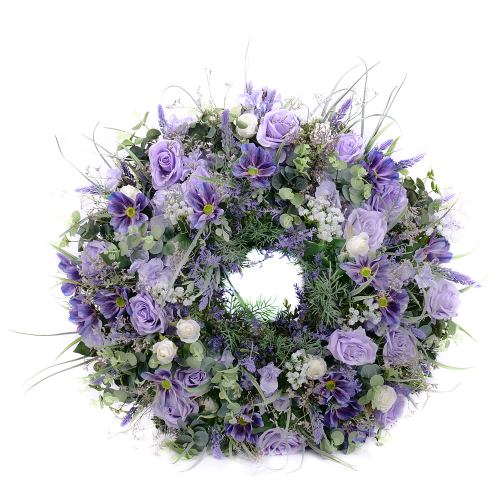 Irigo smútočný veniec fialové kvety