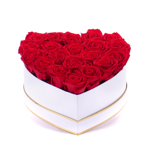 In eterno biele srdce 20 červených ruží