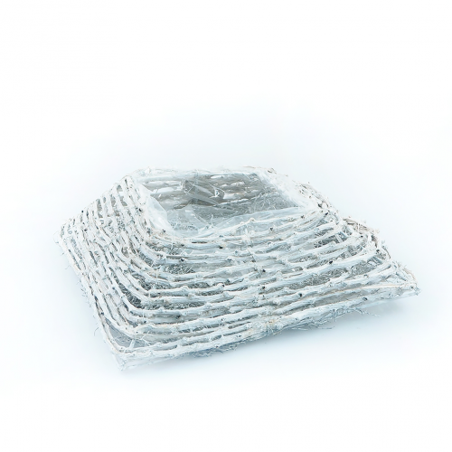 Košík prútie štvorec výsadbový 25cm biely