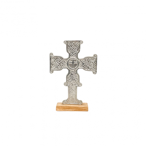 Kríž drevo/ALU silver 34x23