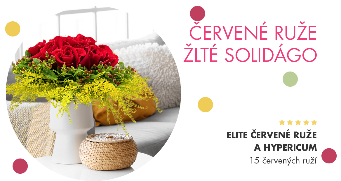 Elite červené ruže a hypericum