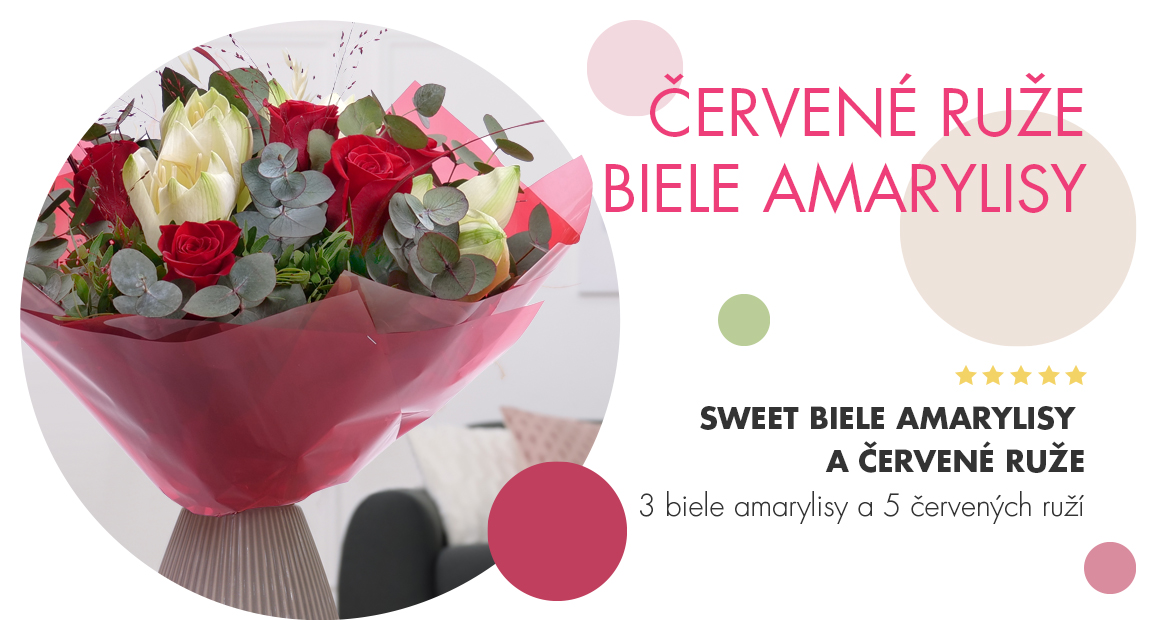 Sweet biele amarylisy a červené ruže