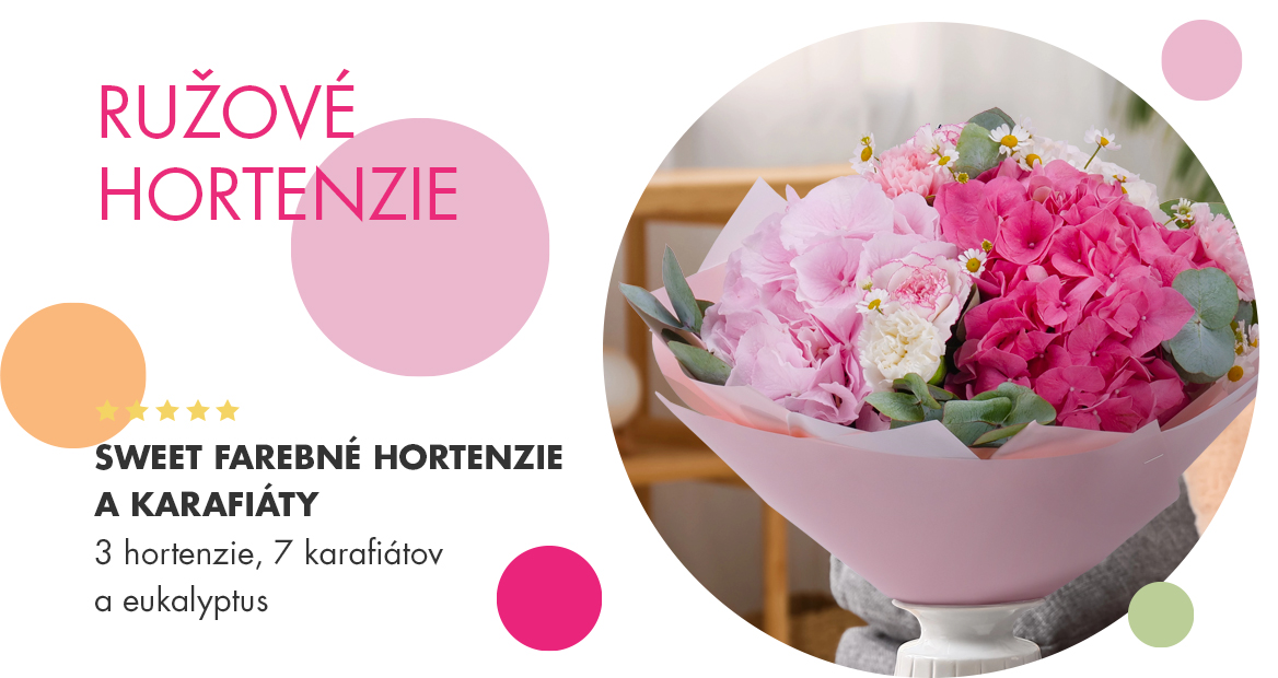 Sweet farebné hortenzie a karafiáty