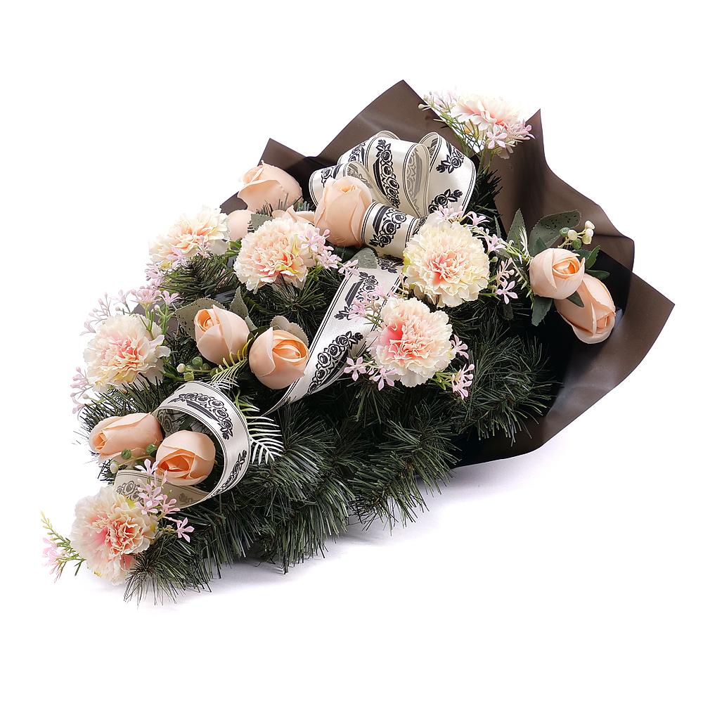 E-shop Irigo smútočná kytica marhuľové karafiáty a ruže