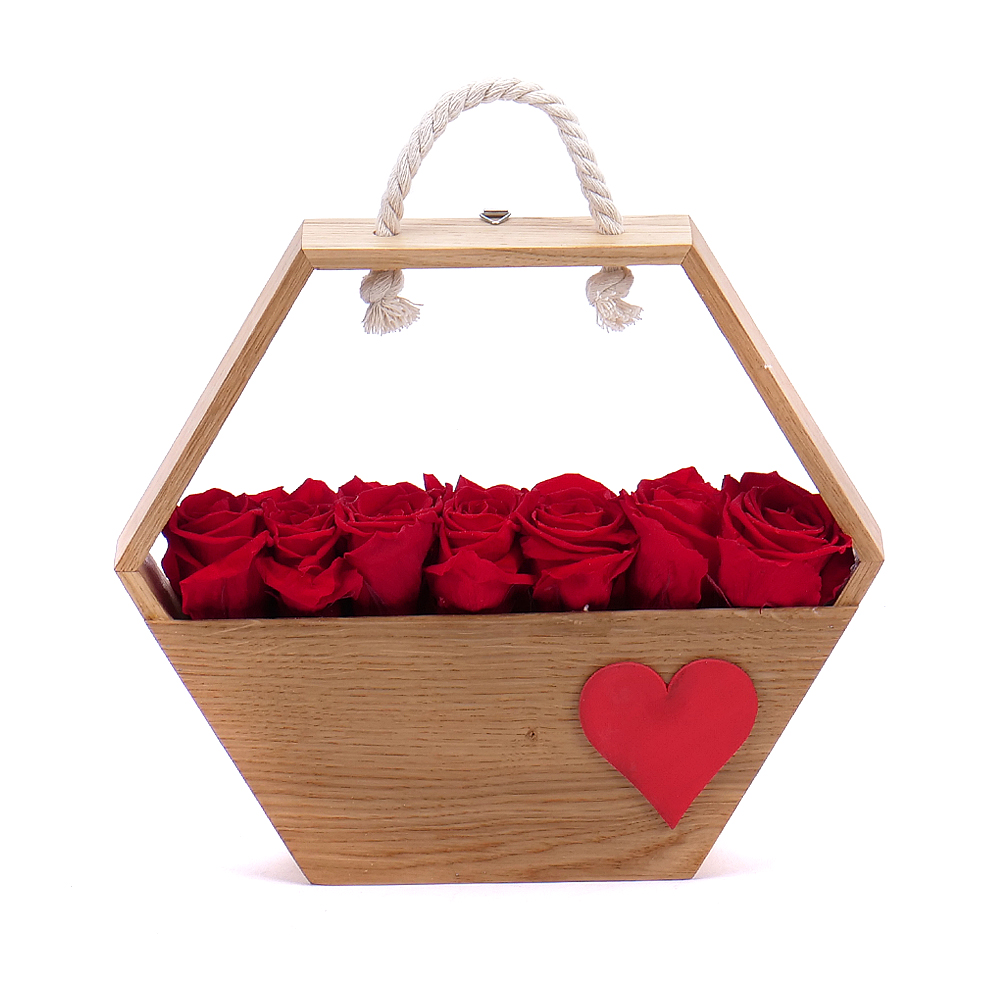 E-shop In eterno drevený box 7 červených ruží