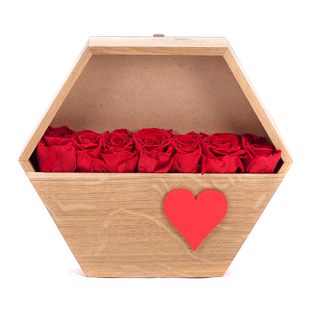 In eterno drevený box 7 červených ruží