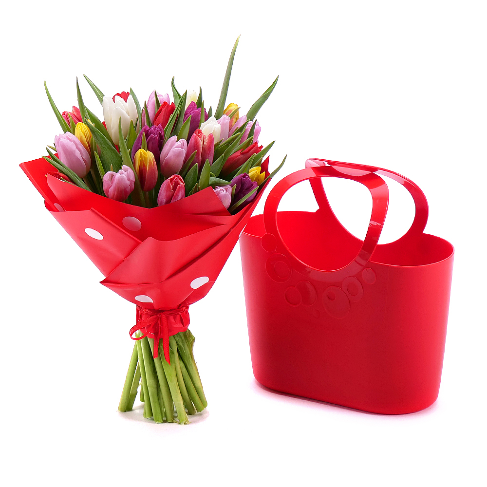 Kvetinová taška Sweet farebné tulipány pure 25