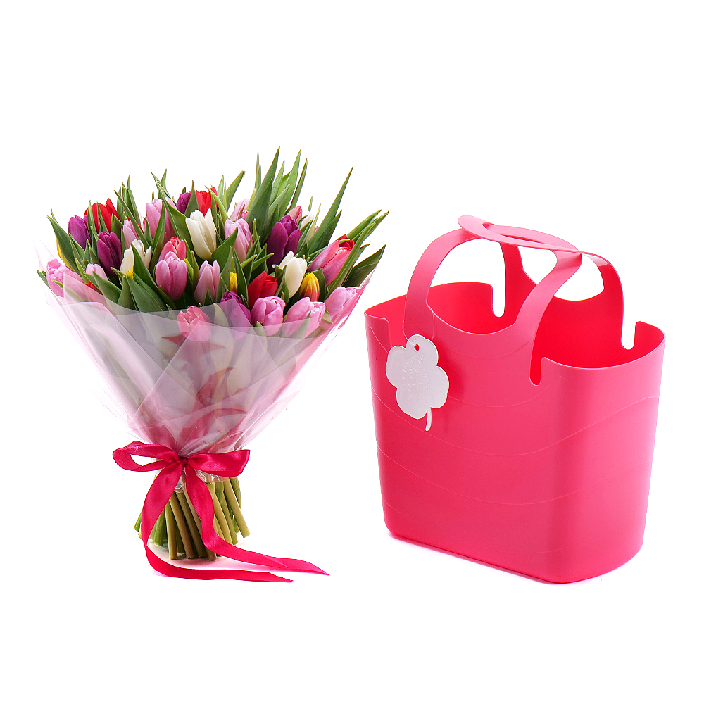 E-shop Kvetinová taška Sweet farebné tulipány pure 50
