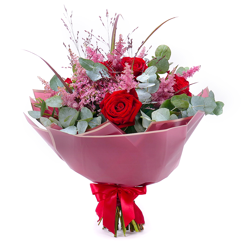 FLOLIVERY Sweet červené ruže a astilbe