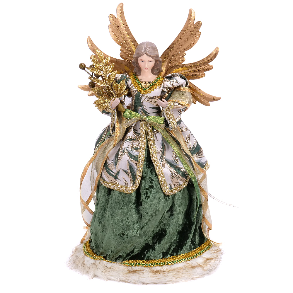 Postavička vianočná anjel L190 zelený 40cm látková