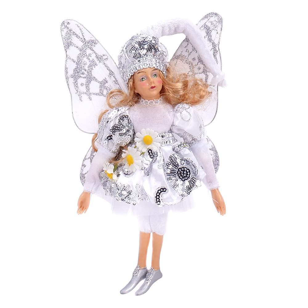 Postavička anjel L202 strieborná 35cm látková