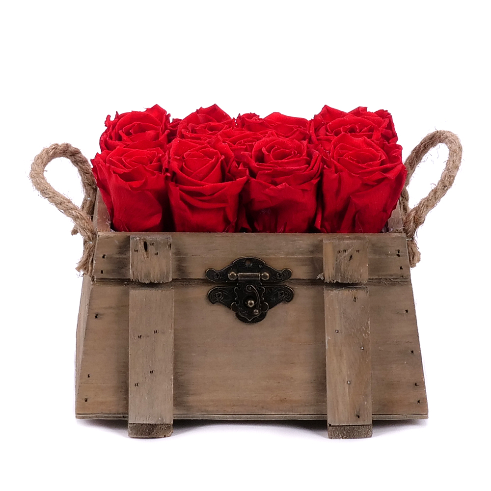 In eterno drevený box 9 červených ruží