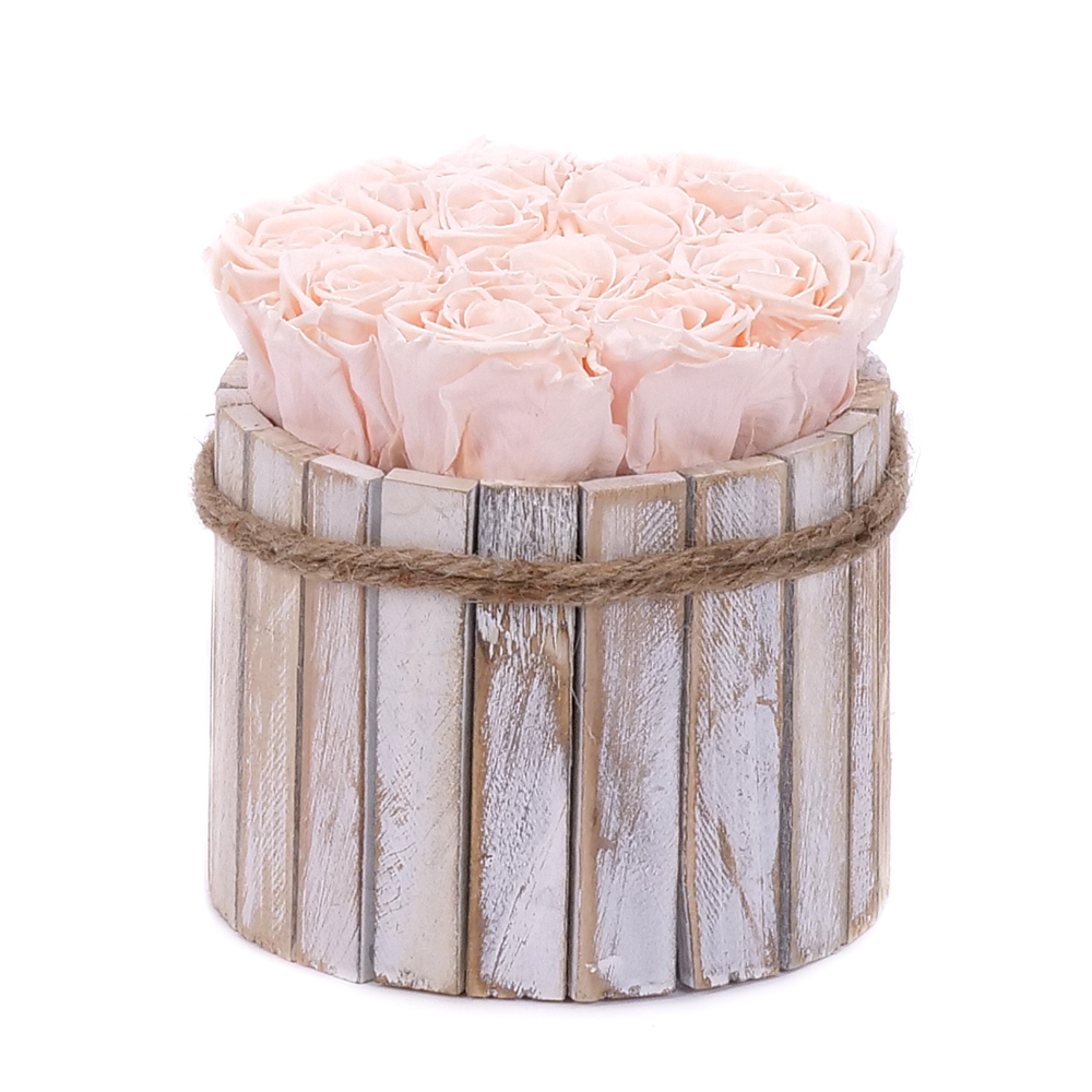 In eterno drevený box ruže Monalisa almond cream